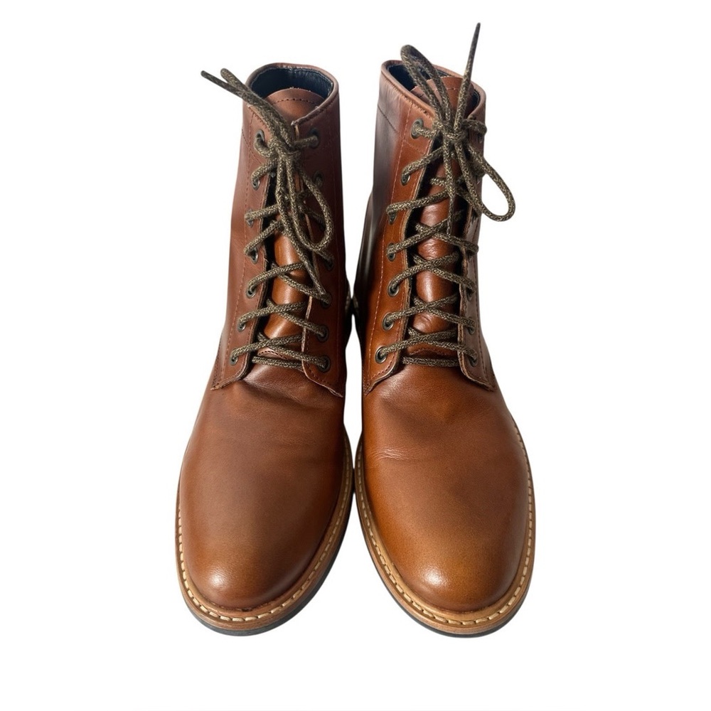 Nisolo Amalia All-Weather Leather Lace-Up Ankle Boots Tobacco Size 11 EUC